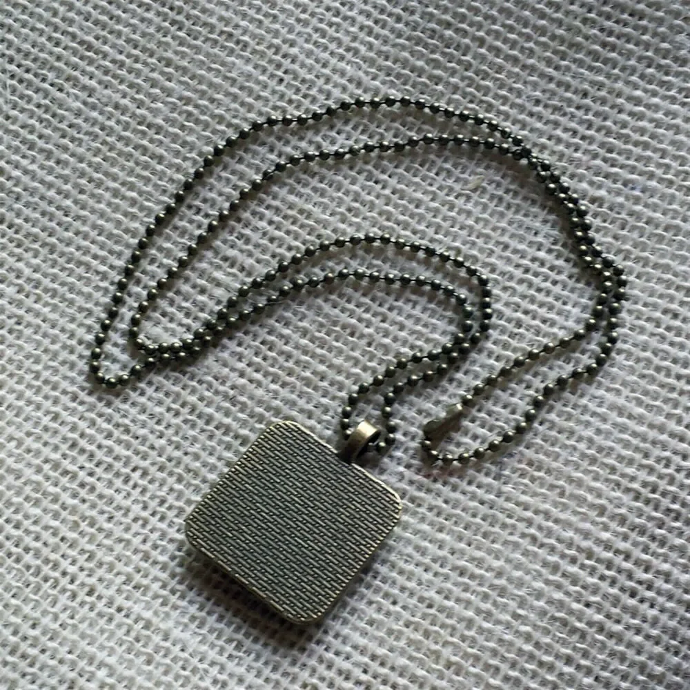 Victorian Butterflies Steampunk Square Antiqued Brass Glass 27" Long Necklace - Picture 2 of 3